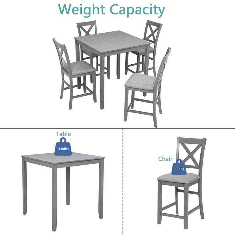 Wipnaf 5‑Piece Square Counter‑Height Dining Table Set image number 7