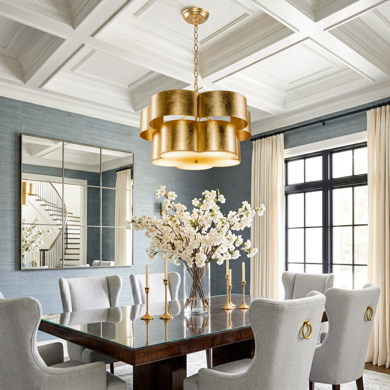 19.7 in. 5-Light 2-Tier Antique Gold Drum Flower Chandelier image number 2