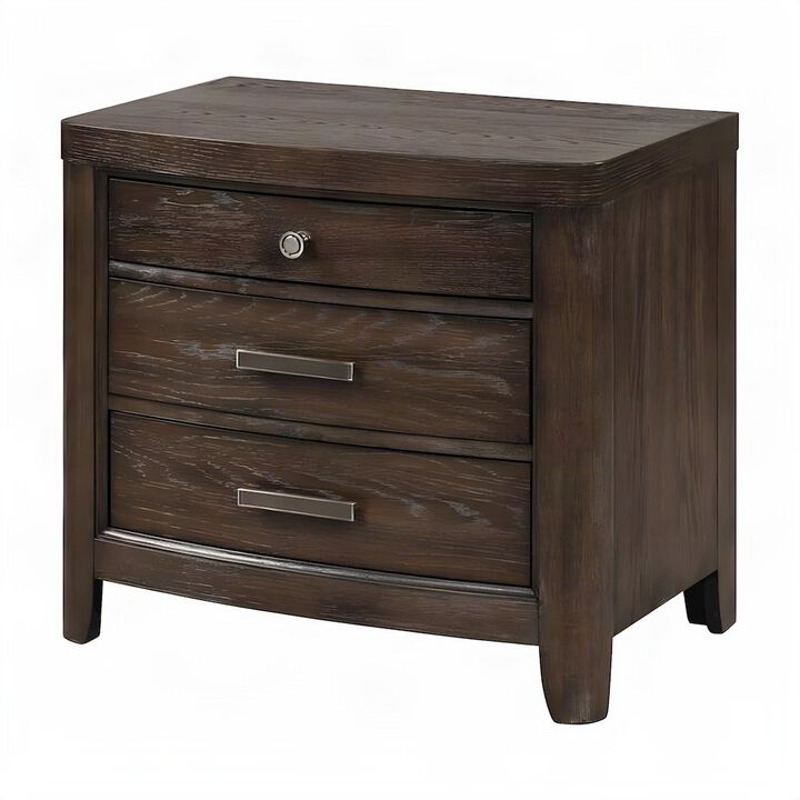 FurniFact Solid Rubberwood Veneer Nightstand with Drawer, Bedside Table