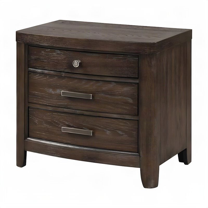 FurniFact Solid Rubberwood Veneer Nightstand with Drawer, Bedside Table image number 0