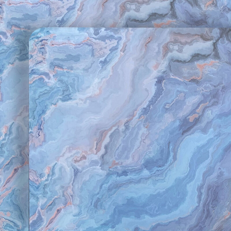 HomeRoots 18" Set of Two Blue Abstract Faux Marble Cork Placemats image number 5
