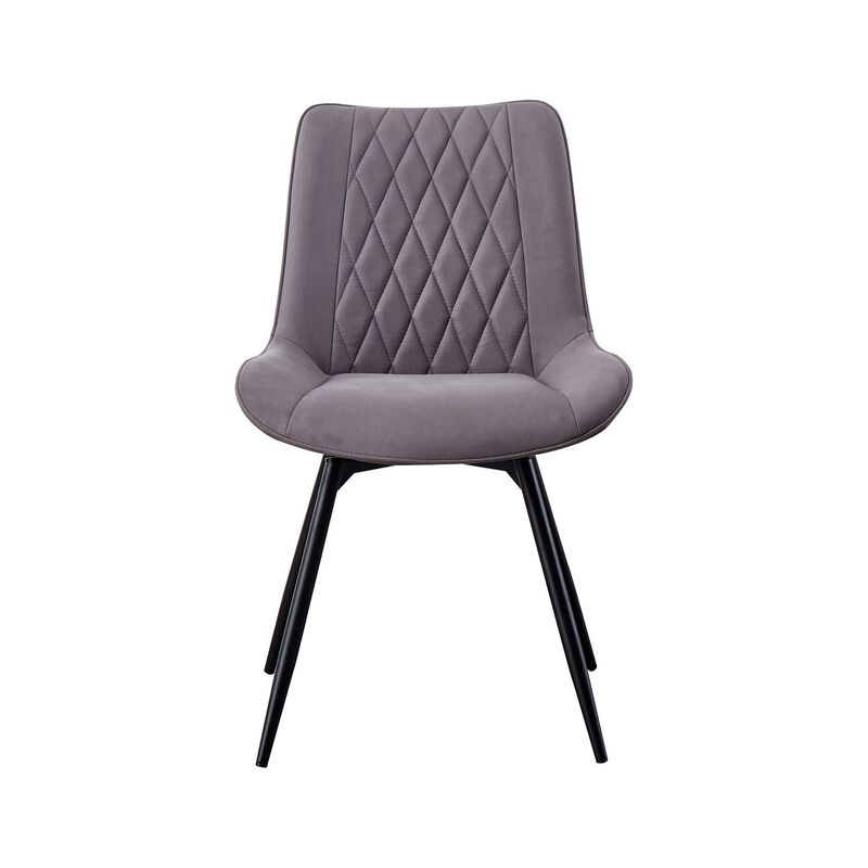 22 Inch Modern Side Chair, Set of 2, Gray Vegan Faux Leather, Swivel Seat - Benzara