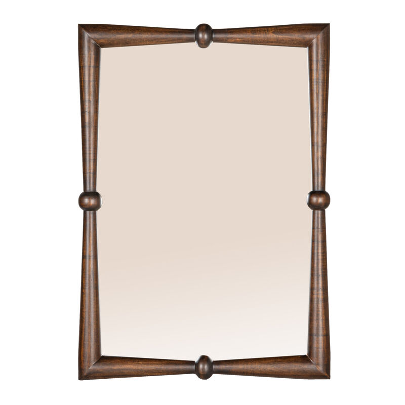 Modern Walnut Finish Mango Wood Wall Mirror image number 3