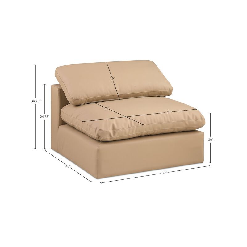 Meridian Furniture Comfy Tan Vegan Leather Modular Armless Chair