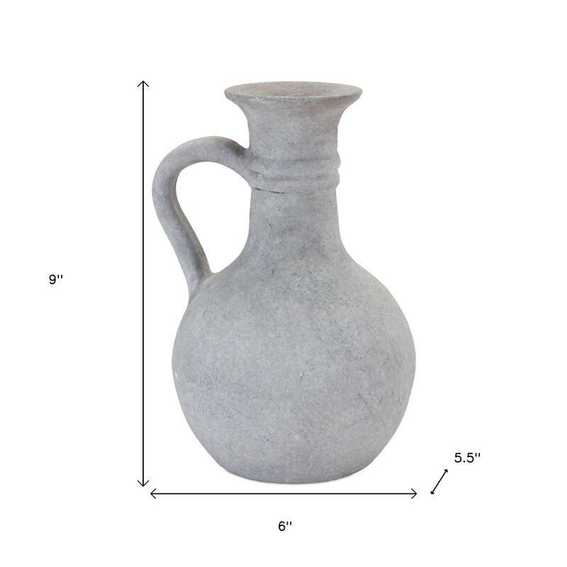 HomeRoots 9" Gray Resin Round Pitcher Vase image number 3