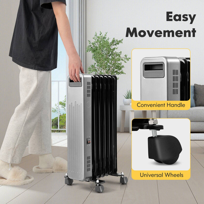 Portable Oil-Filled Radiator Heater for Home and Office