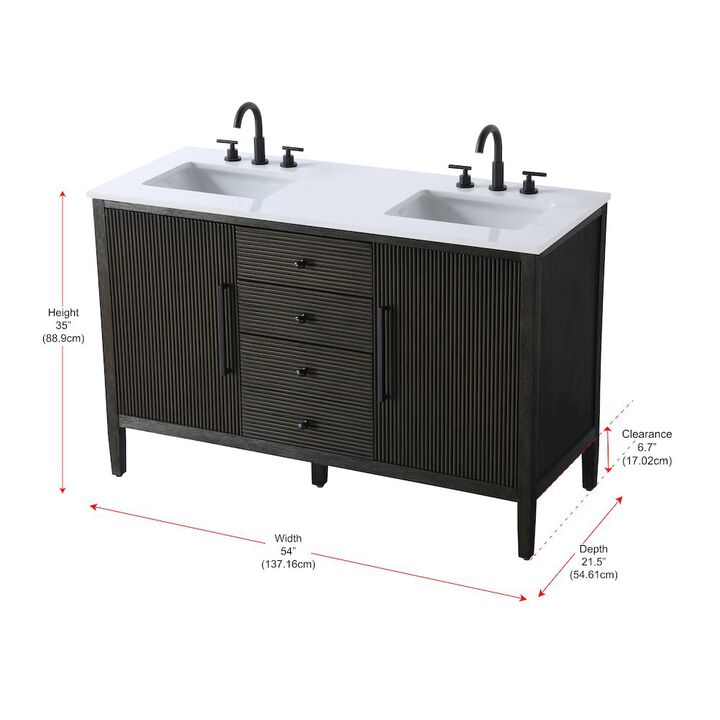 Elegant Kitchen and Bath 54 inch Double Bathroom Vanity inChocolate Oak