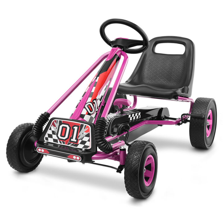 4-Wheel Kids Pedal Go-Kart Ride-On Racer Car for Outdoor Play