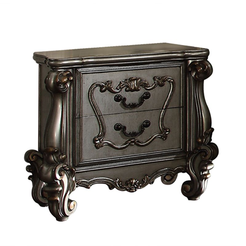 2pc Queen Bedroom Set, Silver and Gray, Nightstand image number 3