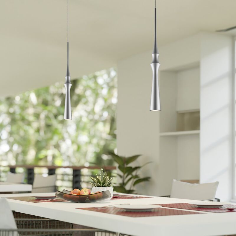 VONN Lighting Integrated LED Height Adjustable Pendant Light in Silver