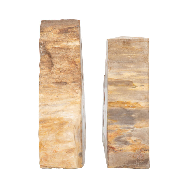 S/2 6" Petrified Wood Bookends, Natural image number 3