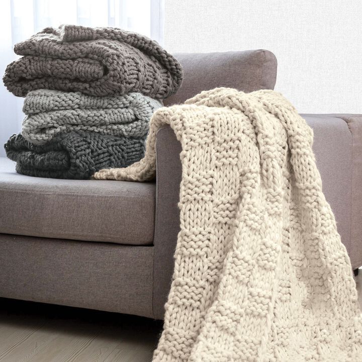 Chess Knit Natural Throw