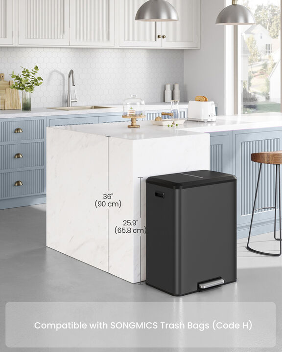 Double Step Trash Can Stainless Steel for Kitchen Recycling Bin