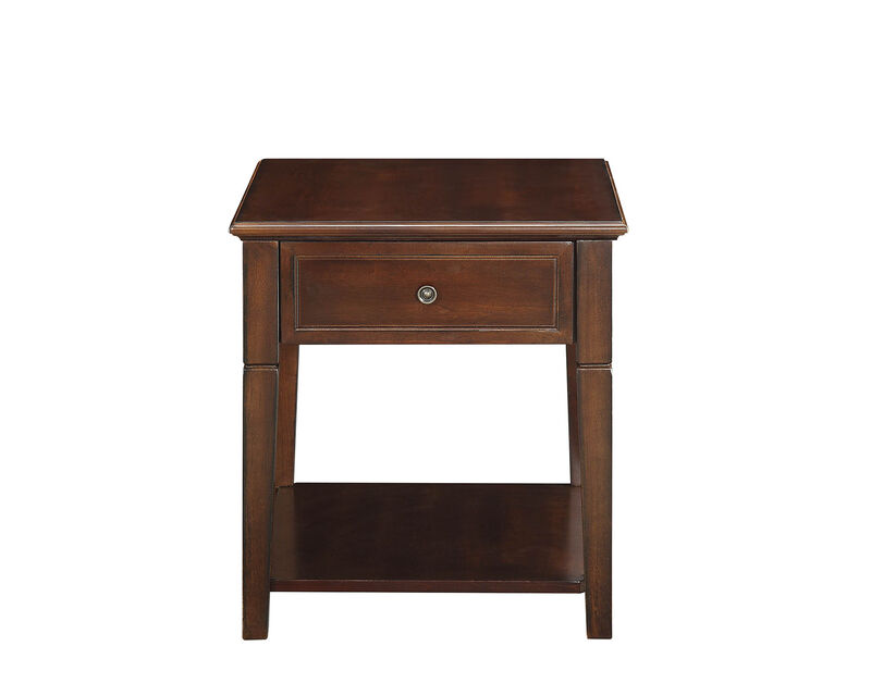 Compact Wood Rectangular End Table with Drawer and Shelf for Small Spaces