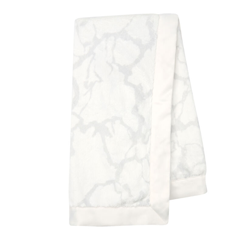 Lambs & Ivy Signature Gray & White Marble Minky/Jersey Baby Blanket