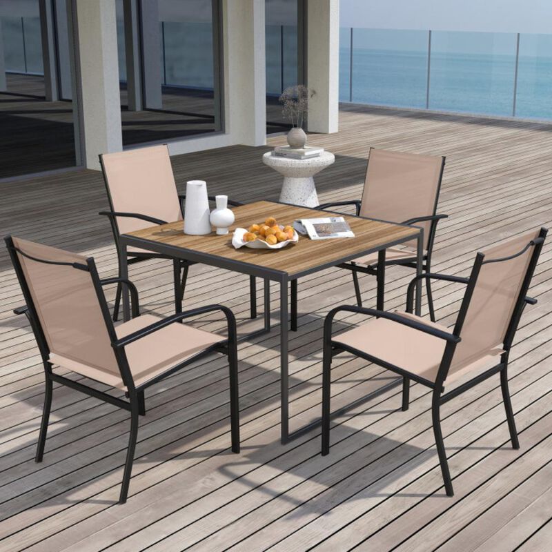 Hivvago Outdoor Dining Chairs Set of 4 with High Back and Metal Frame
