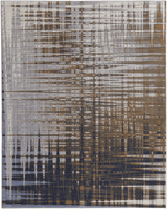 4 X 6 Blue Orange And gray Abstract Power Loom Area Rug