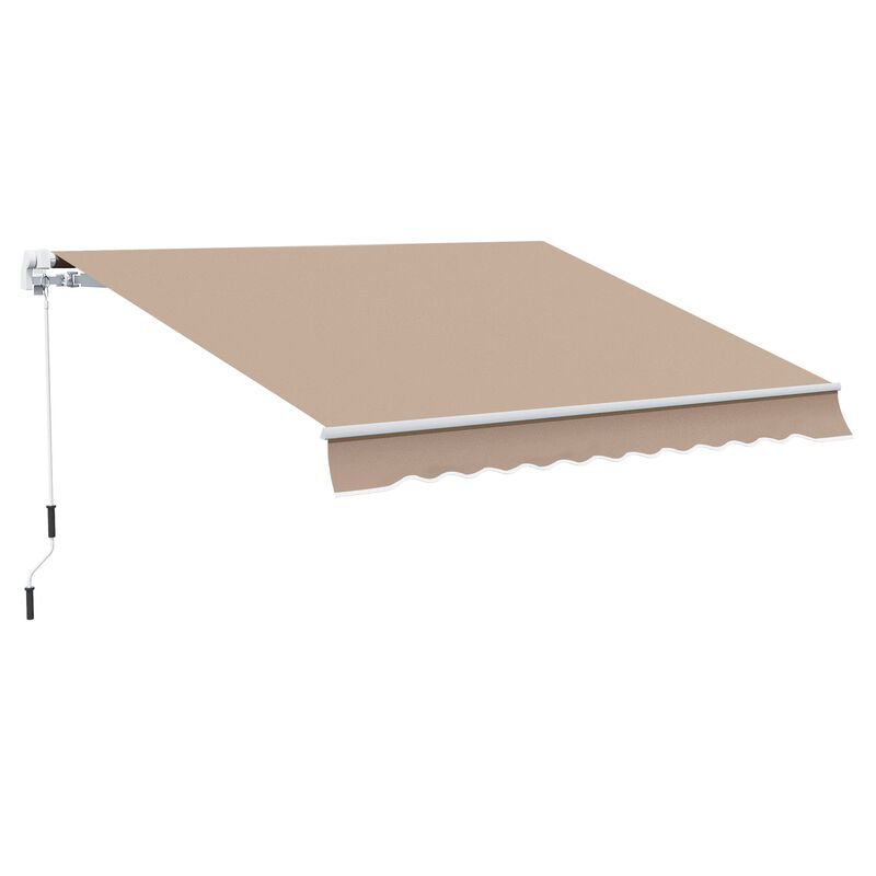 Brown Patio Shield: 12'x10' Manual Retractable Awning for Outdoor Spaces