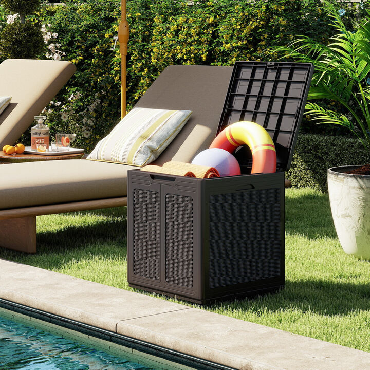39 Gallon Deck Box with Lockable Lid Package Delivery Storage Box for Patio Cushions