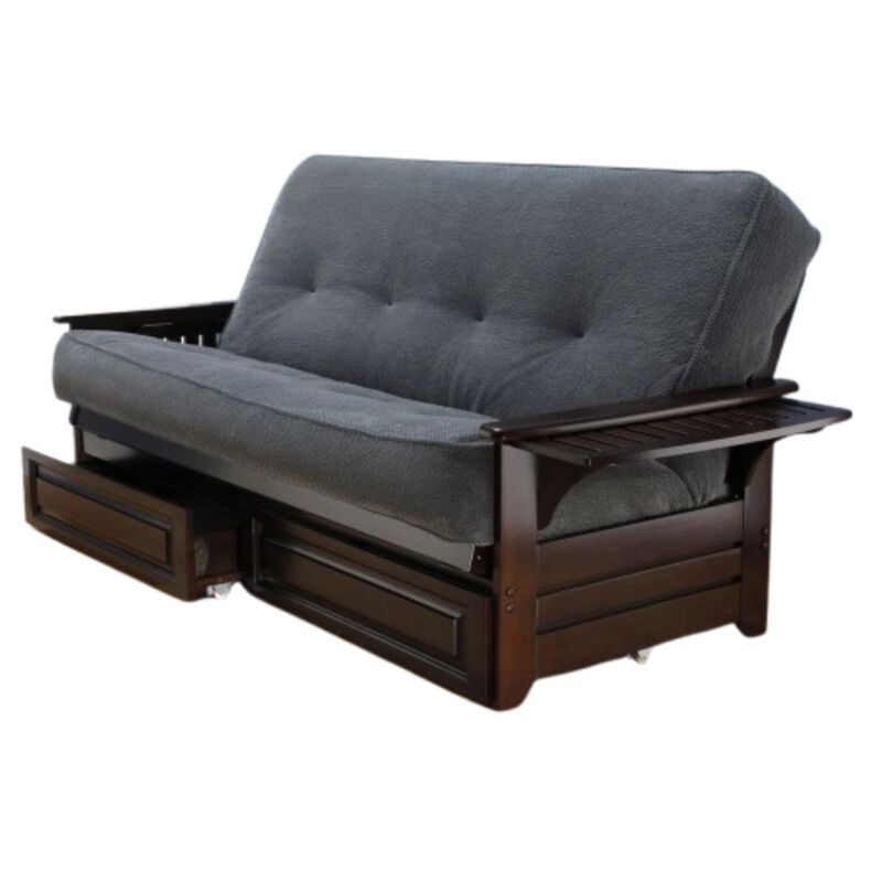 Phoenix Frame-Espresso Finish-Marmont Thunder Mattress-Storage Drawers