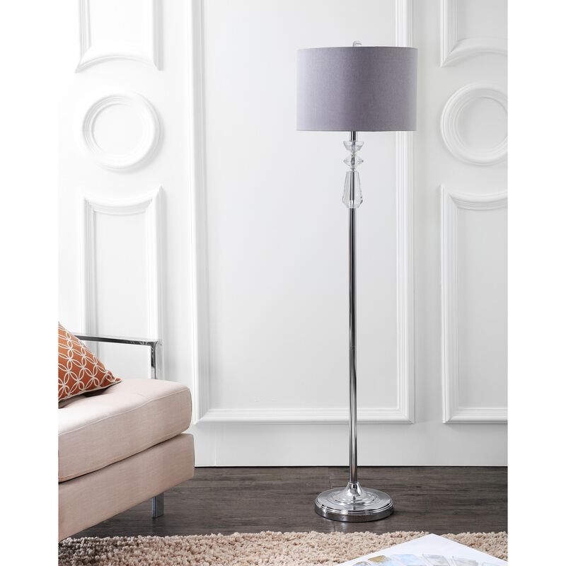 Layla 59.5" Crystal / Metal LED Floor Lamp, Clear/Chrome With Gray Shade image number 4