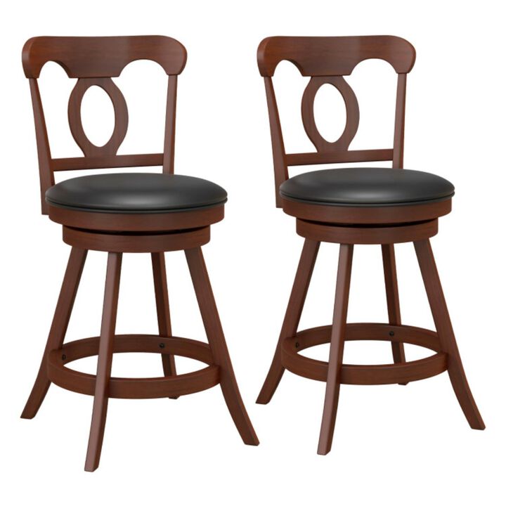 Hivvago Set of 2 24/30 Inch Swivel Bar Stools with Footrest