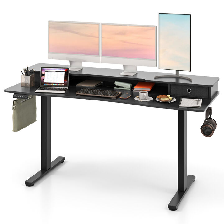 Adjustable Electric Desk with 2 Storage Drawers – Sleek Home Office Work Table