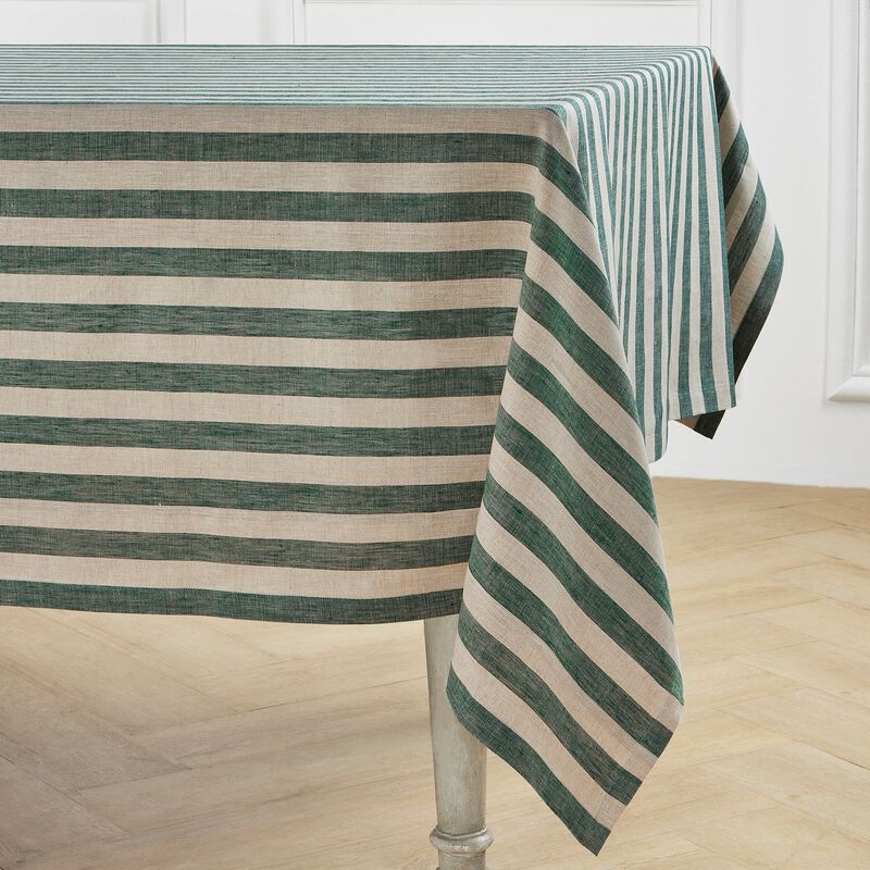 Solino Home 100% Pure Linen Tablecloth | Sorrento Stripe