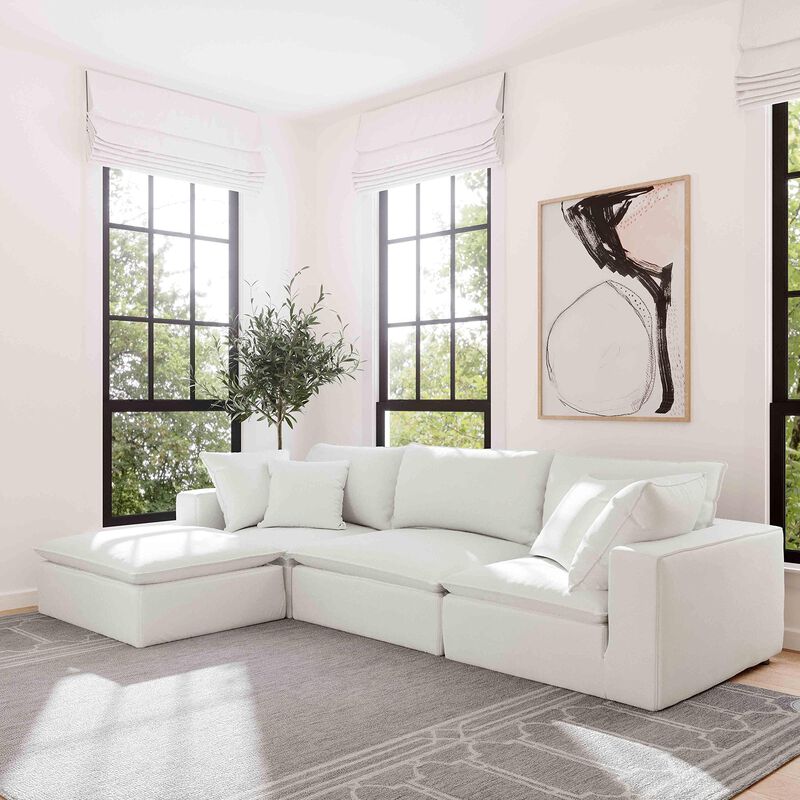 TOV Furniture Cali Pearl Upholstered Ottoman in LiveSmart Performance Fabric image number 4