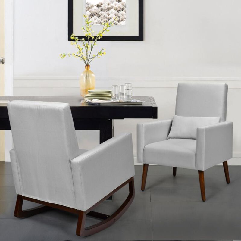 Hivvago 2-in-1 Fabric Upholstered Rocking Chair with Pillow