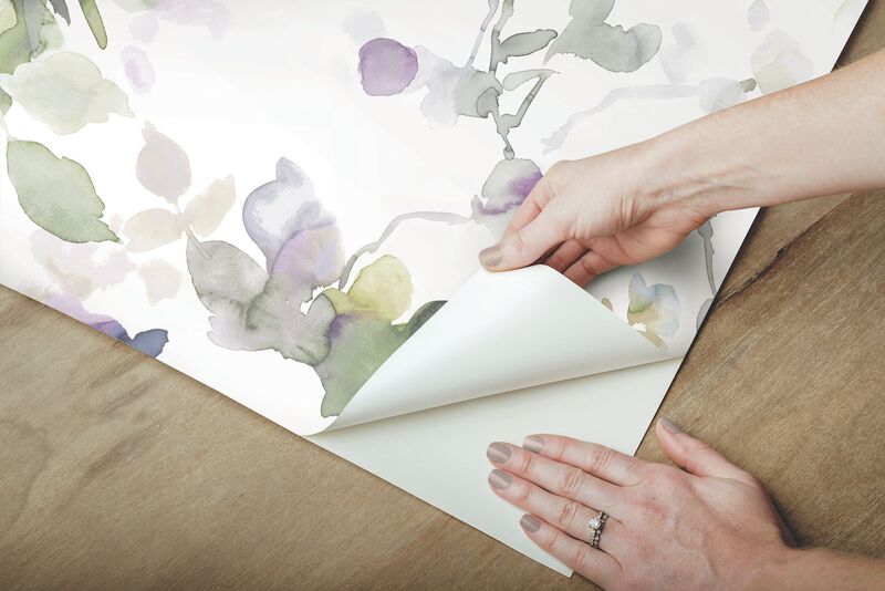 Garden Anemone Lilac & Green Peel & Stick Wallpaper (Double Roll) image number 6