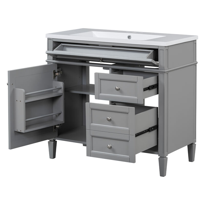 Merax  Bathroom Vanity with Top Sink, Modern Bathroom Storage Cabinet with Mirror