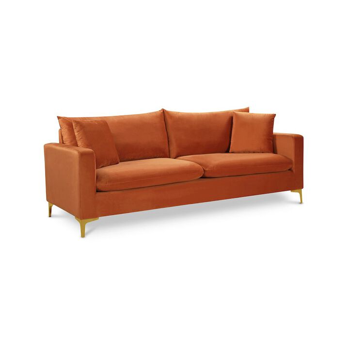 Meridian Furniture Naomi Cognac Velvet Sofa
