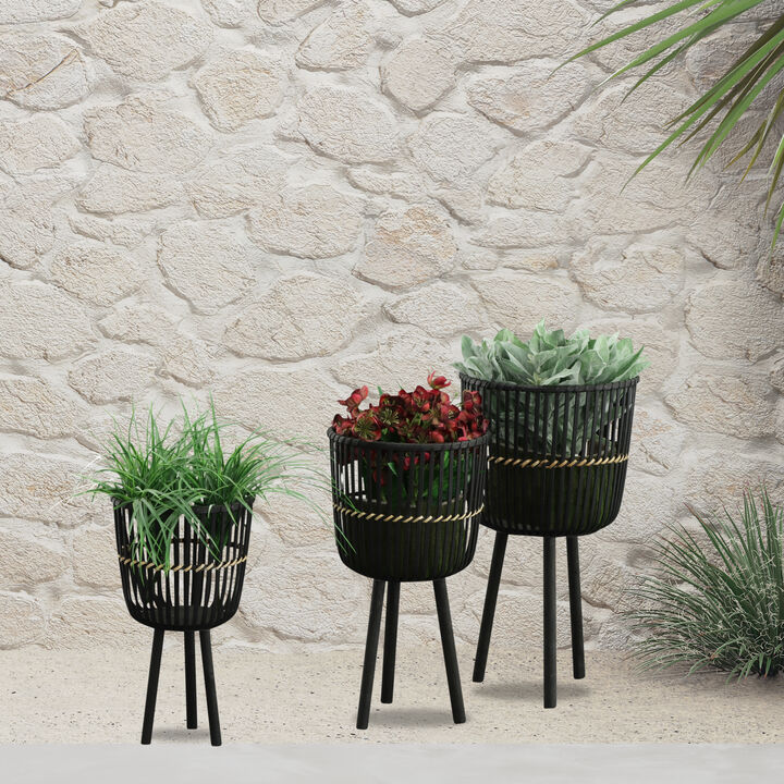 Bamboo Footed Planters, Black