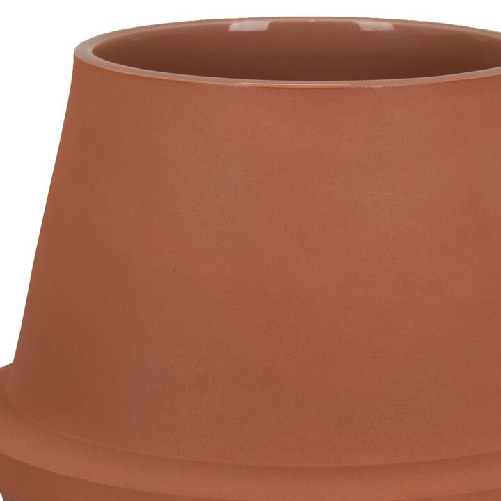 Decorative Flower Vase, Terracotta Inspired Orange Ceramic 10 Inch - Benzara