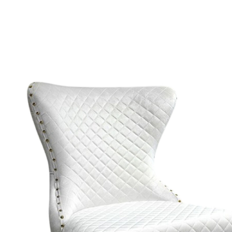 Anova Dining Side Chair Set of 2, Diamond Pattern White Seat, Gold Leg image number 2