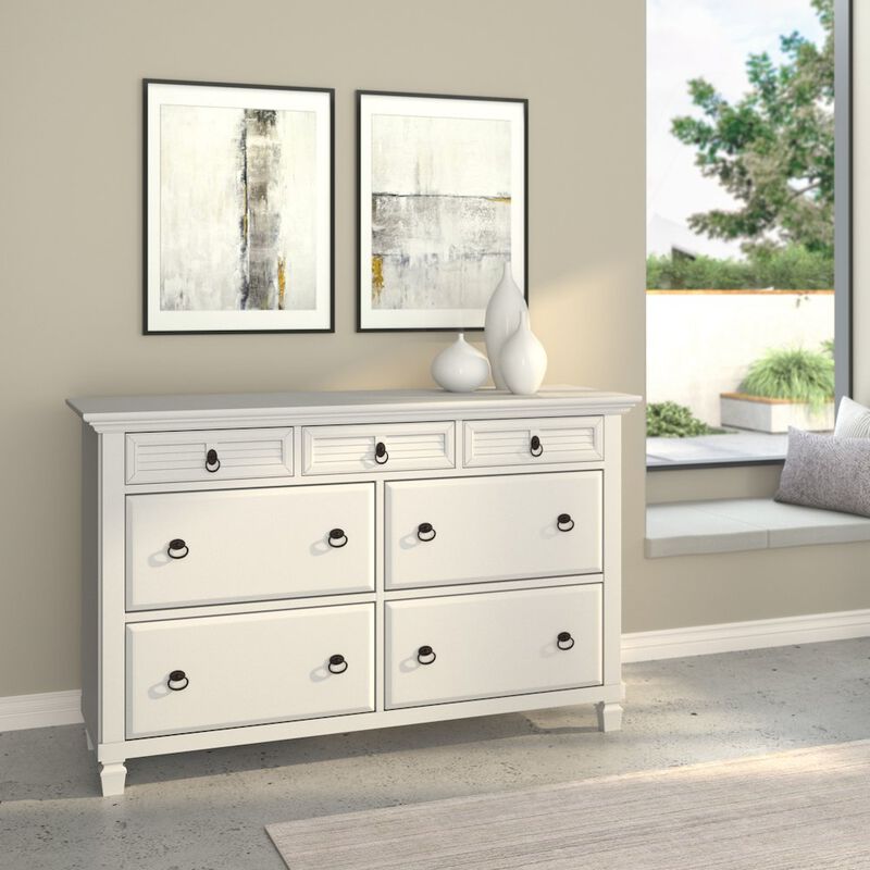 Alpine Furniture Winchester 7 Drawer Dresser, White image number 1