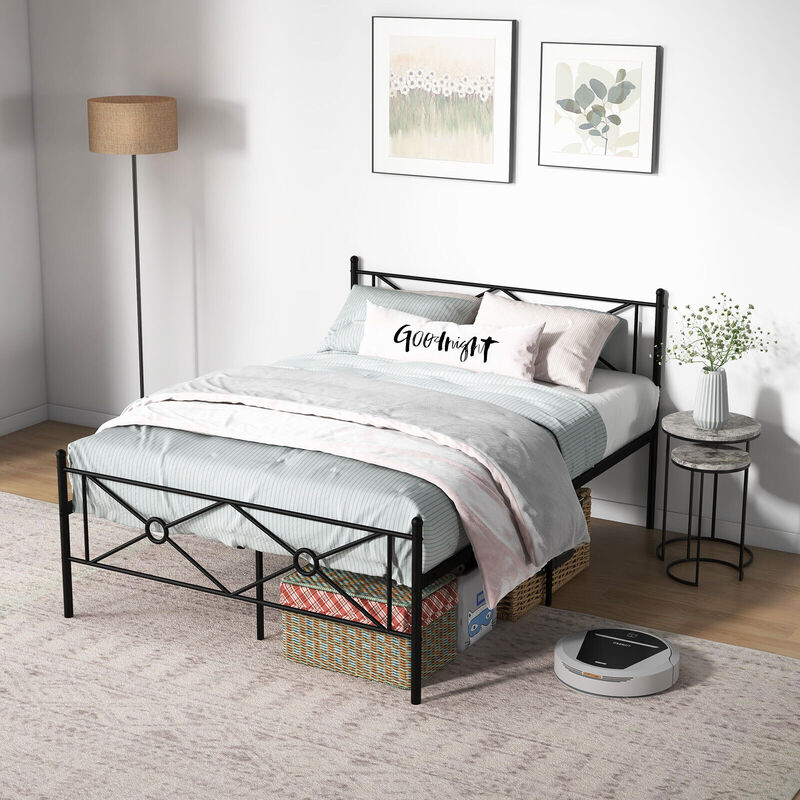 Metal Platform Bed Frame with Headboard and Footboard