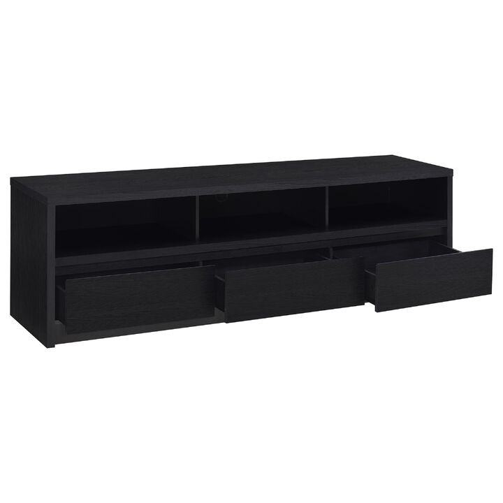 Rutvy TV Stand Media Console with Open Shelves, Black Wood 78 Inch