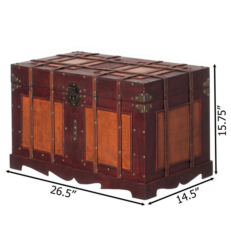 Vintage Storage Chest, Decorative Wooden Trunk, and Keepsake Box - Perfect for the Living Room, Bedroom or Study - Ideal for Blanket Storage or as a Playful Treasure Box for Classrooms