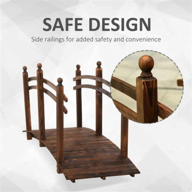Wooden Garden Bridge with Hand Rails for Outdoor Landscaping image number 3