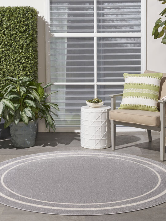 Nourison Essentials NRE02 Gray/Ivory 4' x Round Rug