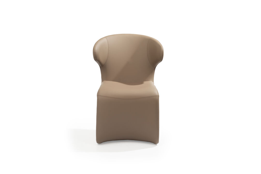 HomeRoots Light Brown Faux Leather Wing Back Dining Side Chair