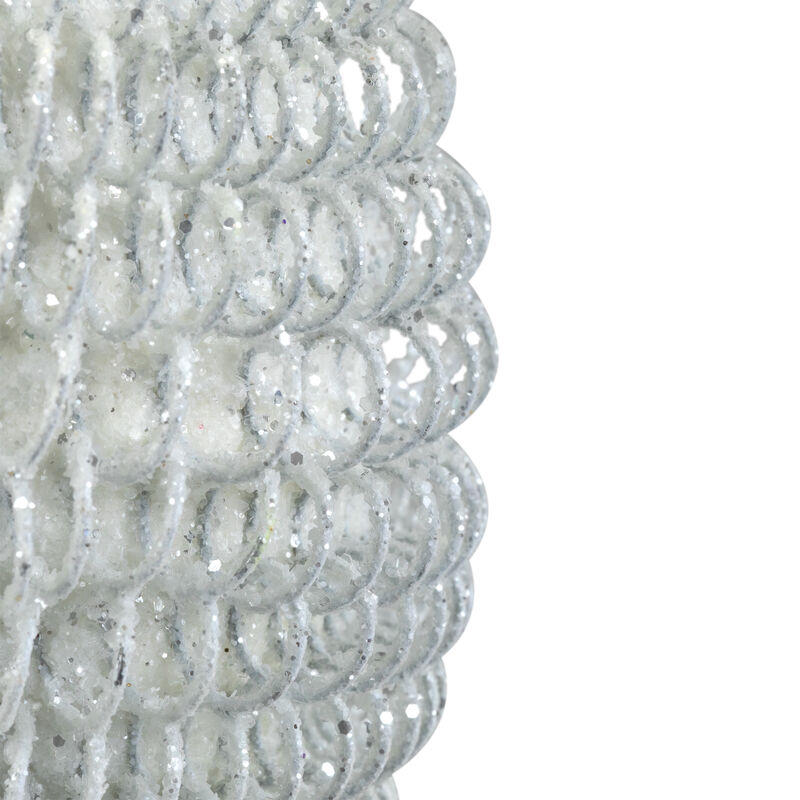 5.5" White Glitter Spiral Coiled Wire Finial Christmas Ornament image number 4