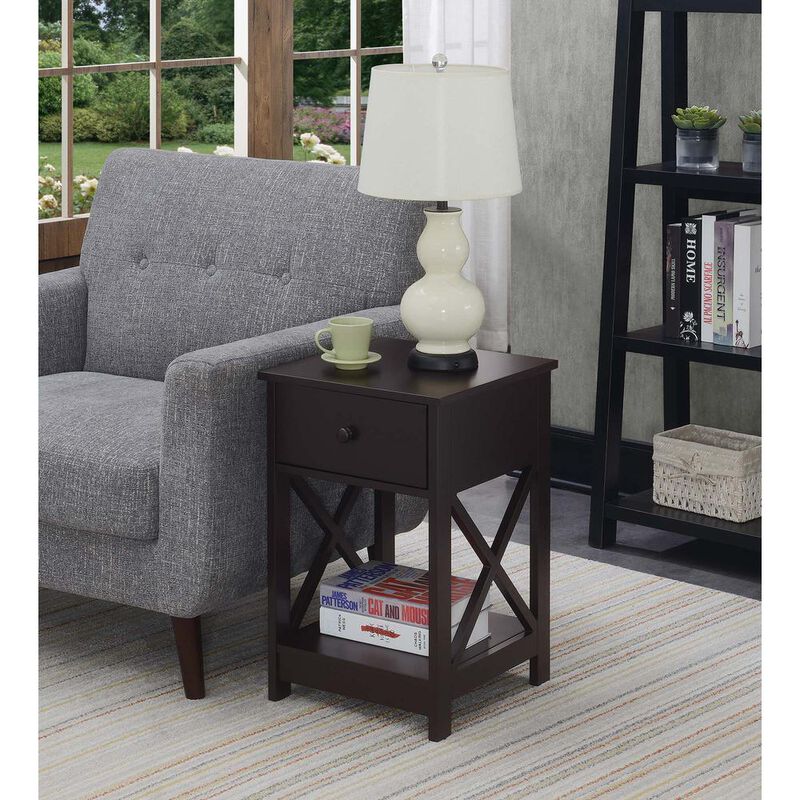Convenience Concepts Oxford 1 Drawer End Table Espresso