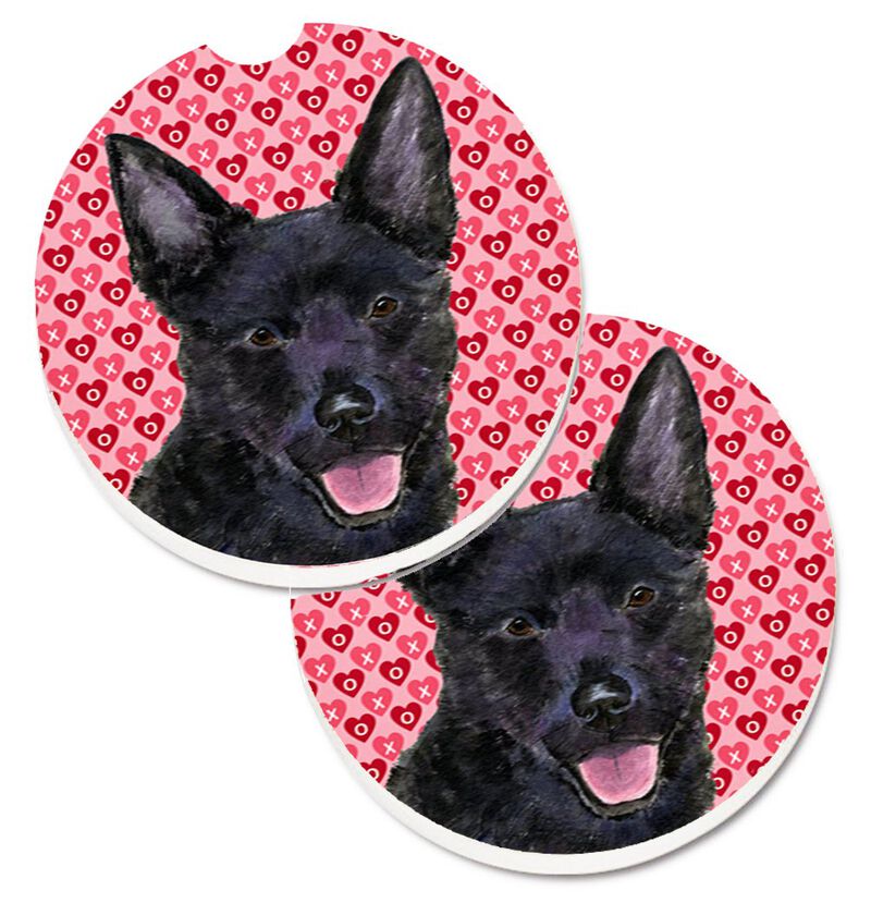Caroline's Treasures Australian Kelpie Hearts Love Valentine's Day Set of 2 Cup Holder Car Coasters SS4498CARC, 2.56, Multicolor image number 0
