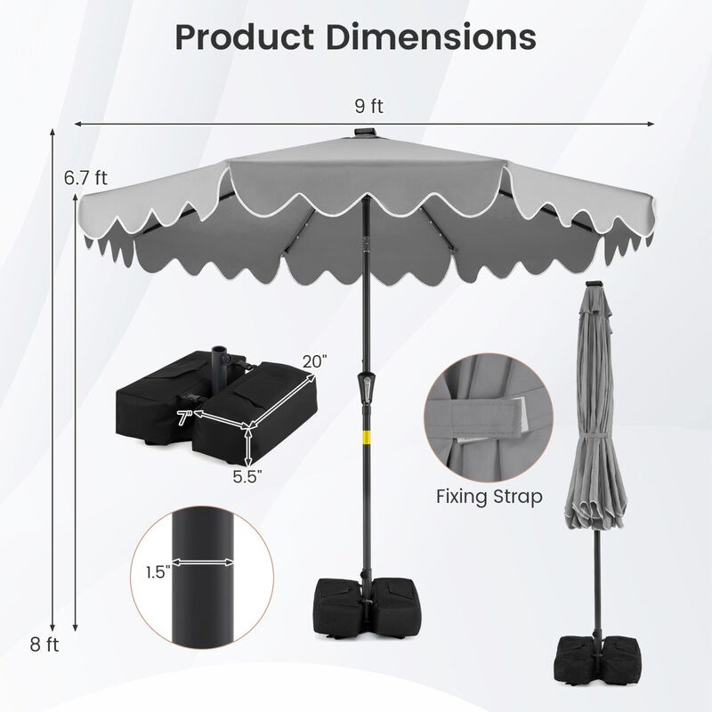 9 ft black patio umbrella WESTLAKE Solar LED Umbrella, Beige The 38mm pole increases rigidity Mondawe 9 ft Outdoor Patio
