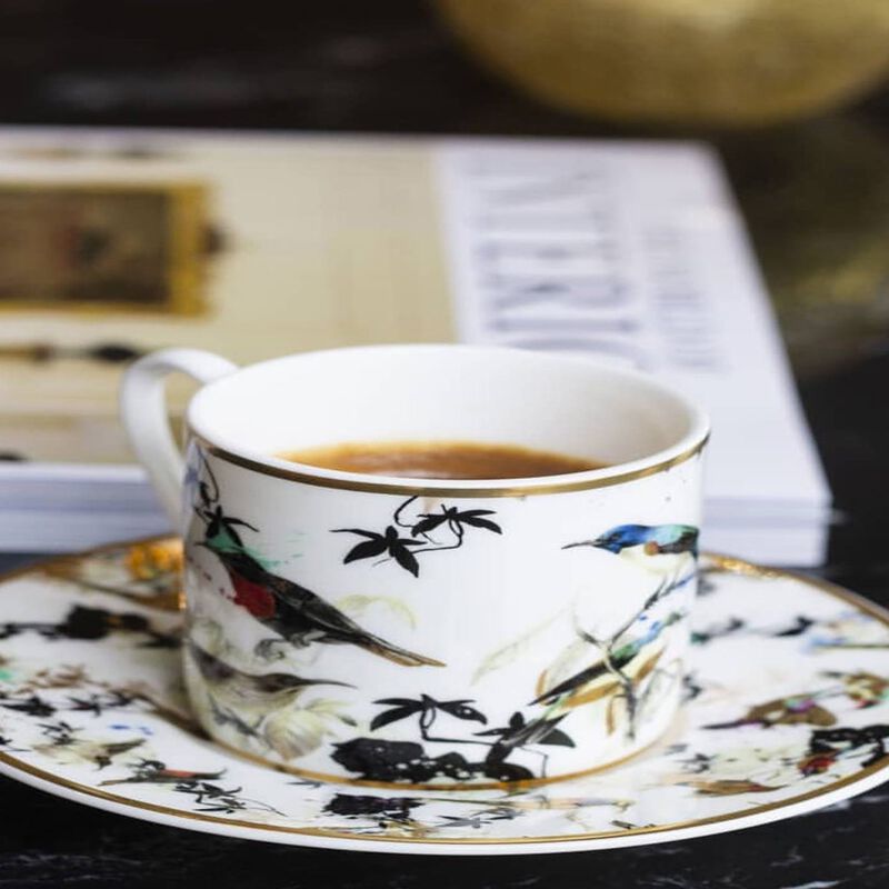 Coffee Cup & Saucer FLOWERS MODEL D-A Set of 2 in Luxury Box  diam. 2.3", H 2.5", Cap. 4 oz, Saucer diam. 4.75" image number 2
