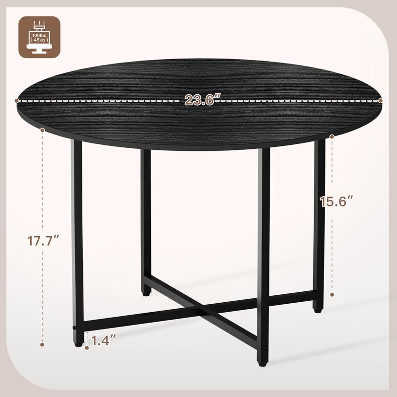 FAMIDGE Round Coffee Table, 23.6"" Coffee Tables for Living Room, Circle Coffee Table with Metal Frame, Floor Table Desk for Sit