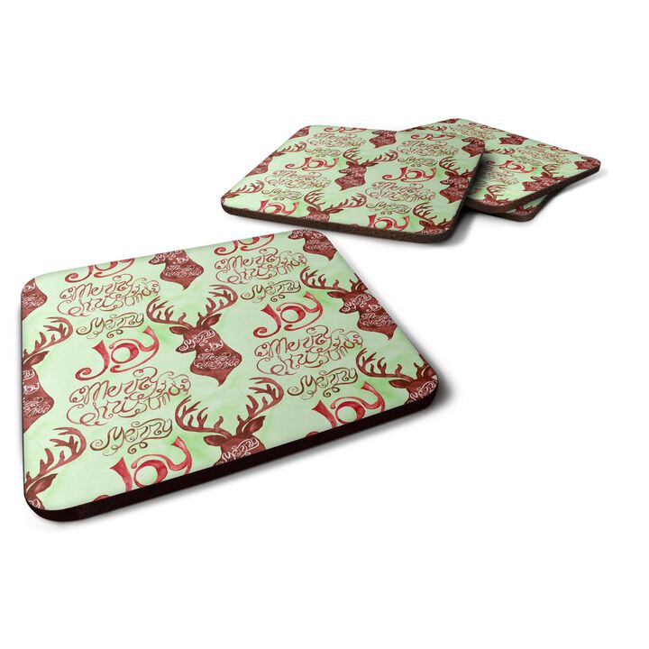Caroline's Treasures Merry Christmas Joy Reindeer Decorative coasters, 3.5, Multicolor